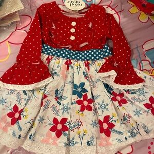 Wild Flowers Red Polka Dot and Floral Dress
